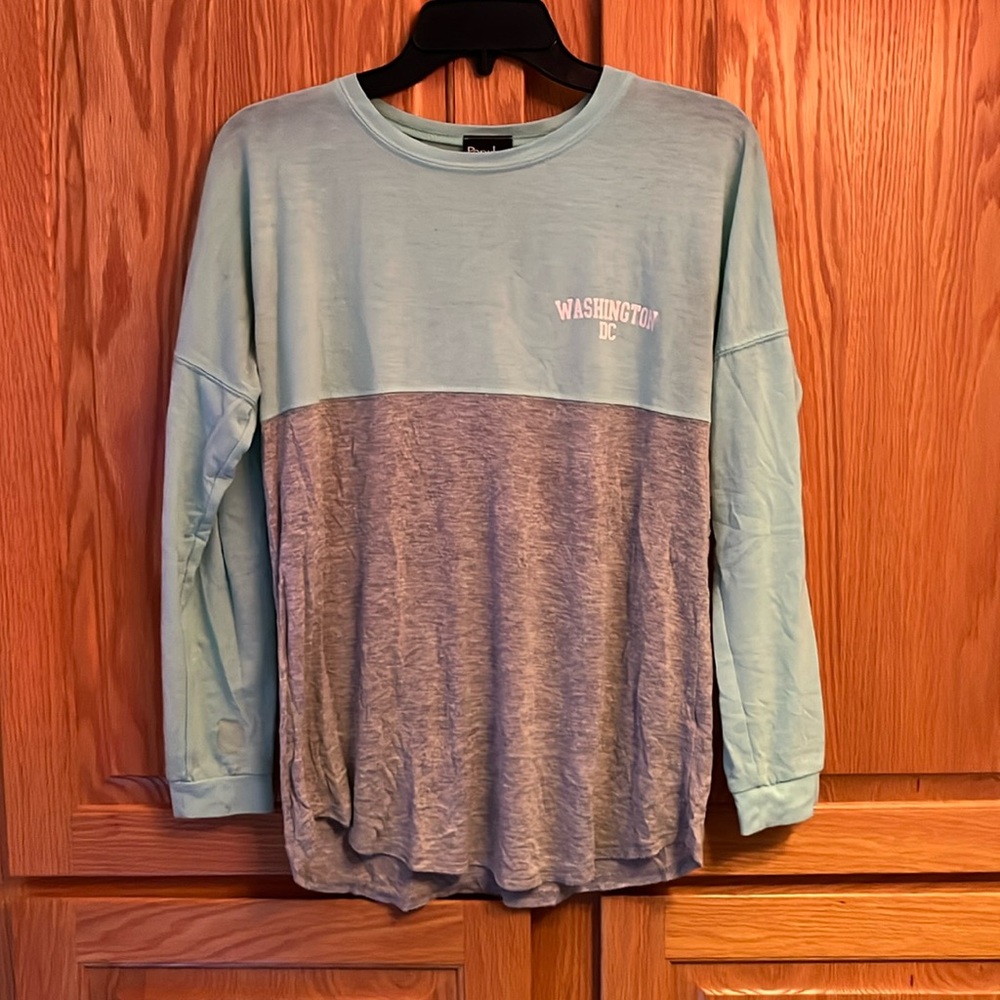 Mint Green and Gray Washington DC Long Sleeve Tee